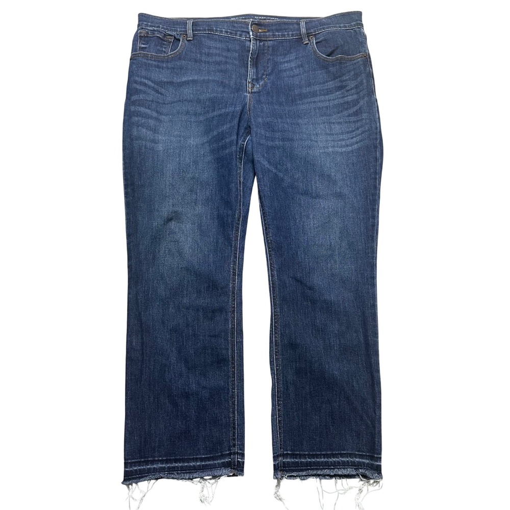 Old Navy Womens Flare Jeans Mid Rise Blue Denim Frayed Hem Size 14 Regular